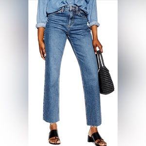 Topshop Straight Leg Raw Hem Jeans